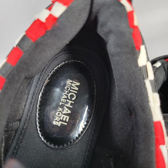 Michael Kors Womens Athletic Shoes Sneaker Woven Lace Up Black Red Size 6.5M - Picture 12 of 13